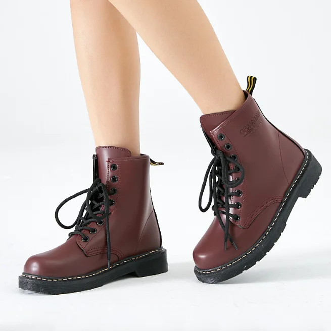 XEK 2018 кожаные женские ботинки Dr shoes высокие мотоциклетные осенне зимние Размеры 35