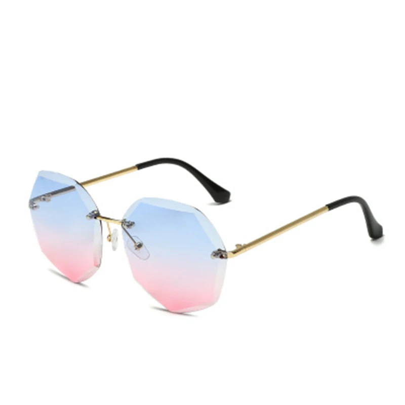 

New Frameless Trimming Sunglasses Fashion Temperament Ladies Gradient Ocean Film Transparent UV Goggles Women'S Fashion Glasses