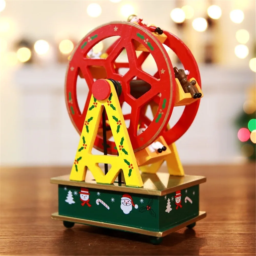 Креативная Рождественская деревянная музыкальная шкатулка подарок