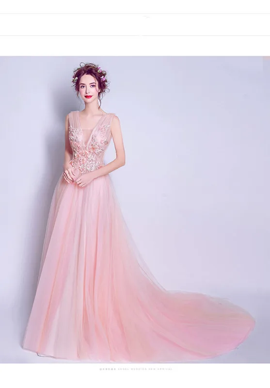 Вечернее платье Abendkleider Robe De Soiree 2019 дизайнерское кружевное розовое на выпускной с