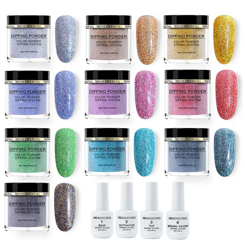 10 цветов зеркальный блеск для ногтей смешанный цвет арт-деко свадебной вечеринки