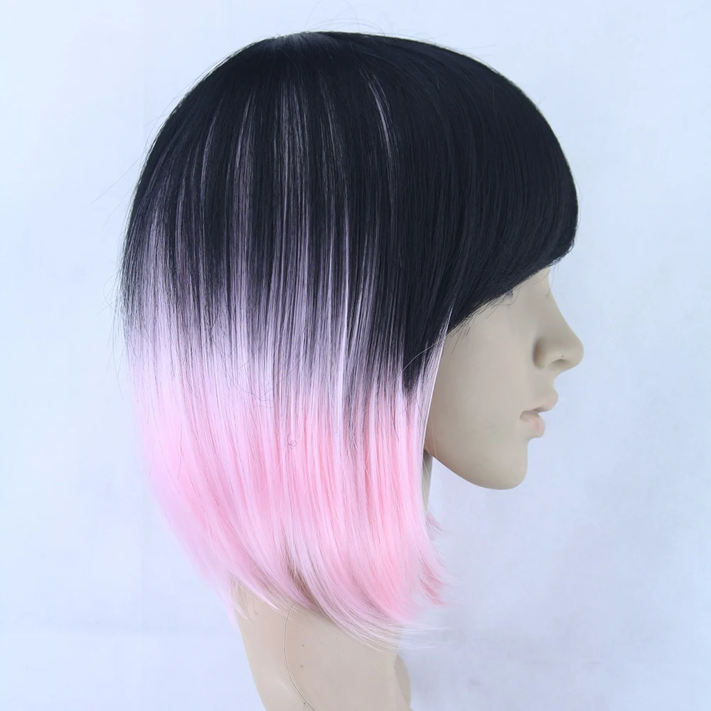 Soowee черный до розовый косплей парик прямые бобо парики короткие женские