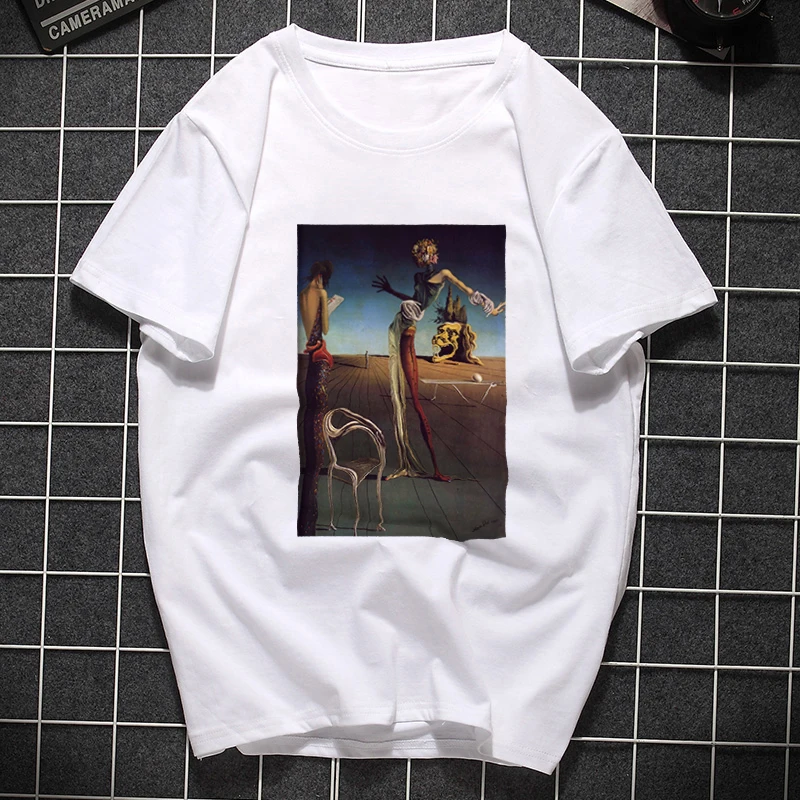 Salvadore Dali Tumblr футболка Женская Хлопок Harajuku Эстетическая короткий рукав Футболка размера плюс Готический женский топ футболка одежда