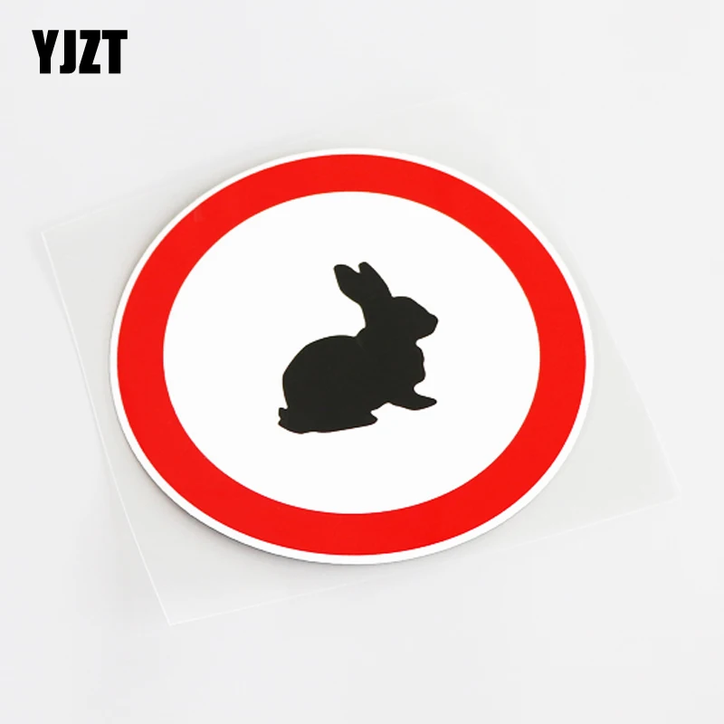 

YJZT 12,8 см * 12,8 см интересный Предупреждение ждающий рисунок кролик ПВХ наклейка на окно автомобиля Наклейка 13-0783