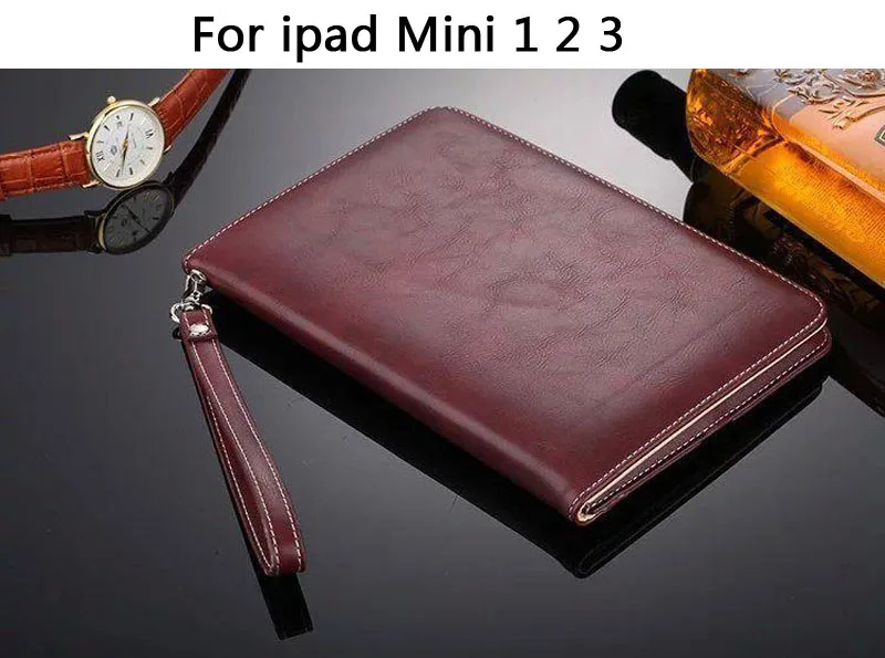 Роскошный кожаный чехол для Apple Ipad Mini 1 2 3 ручной держатель Чехол-книжка для iPad mini 4 умный защитный чехол - Цвет: Синий