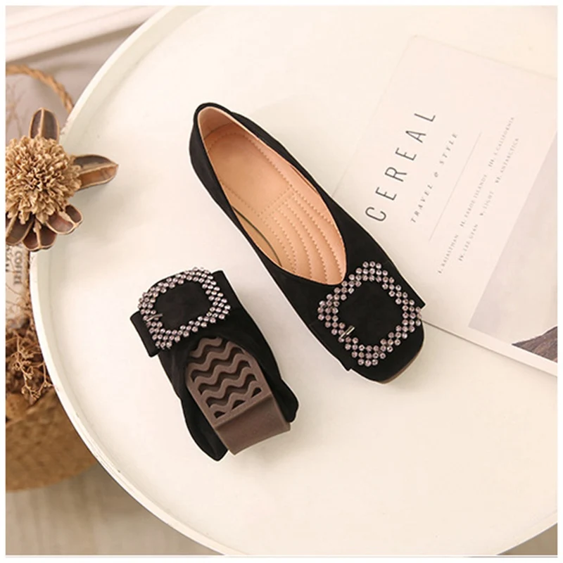 black 4 SUOJIALUN/Большие размеры 35-43; женская обувь на плоской подошве; женская офисная обувь нового цвета с круглым носком; Лоферы без застежки; очень мягкие женские балетки на плоской подошве - Цвет: black 4