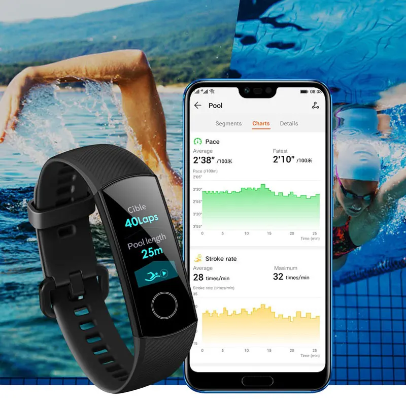 Honor Band 4 умный Браслет фитнес браслет в реальном времени пульсометр научный