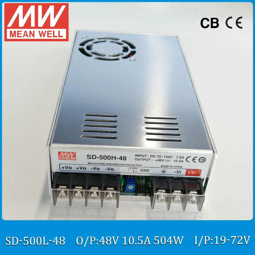 

Original MEAN WELL SD-500L-48 48V isolated converter Input 19~72VDC to 48V 500W 10.5A meanwell dc dc converter wide 4:1 input