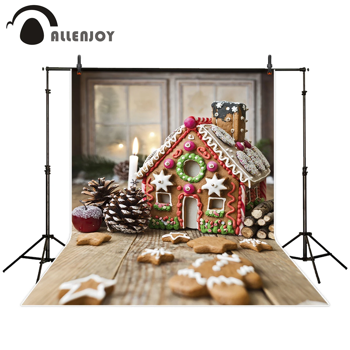

Allenjoy Christmas candy photography backdrop gingerbread house kids window professional background photobooth photocall