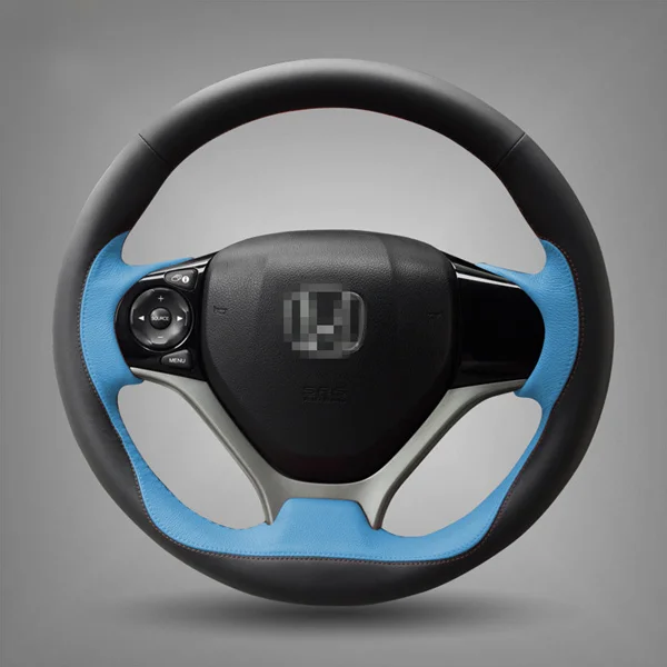 Black Blue Блестящая Пшеница ручная работа Черный Синий чехол на руль для Honda Civic 2012- автомобиль специальный - Название цвета: Black Blue