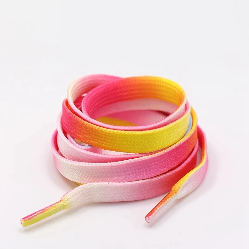 Pink color 1 пара разноцветных тканевых туфель на плоской подошве с радужным градиентным принтом кружевная обувь повседневные Цветные шнурки 80 см/100 см/120 см BC-1 - Цвет: Pink color
