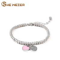 she weier charm heart shaped bracelet and bracelet beads ladies gifts women stainless steel jewelry bracelet gift party