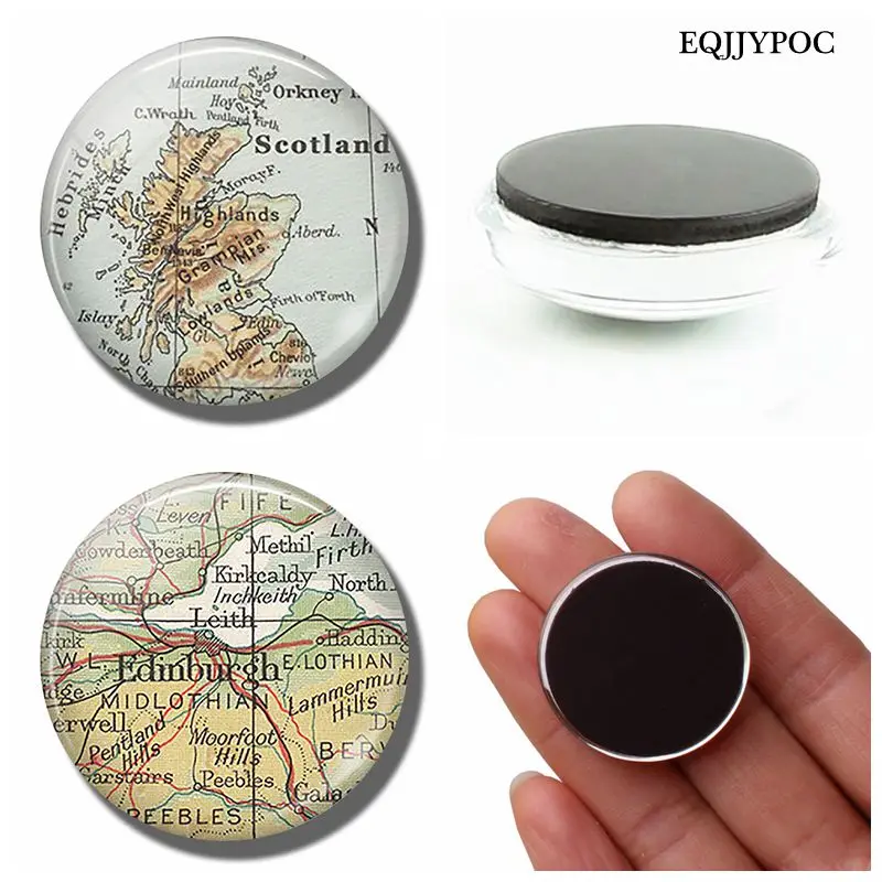 Эдинбург Шотландия карта 30 мм магнит на холодильник Leith стекло кабошон