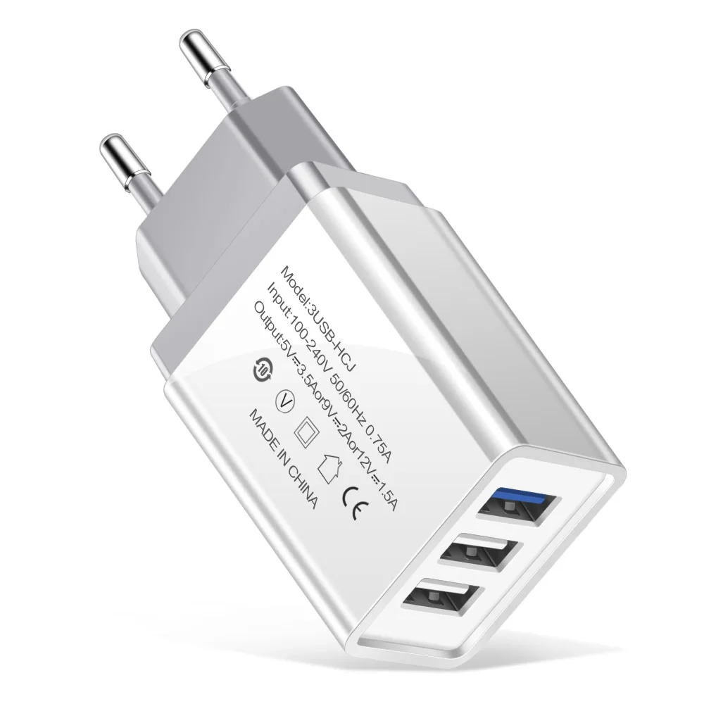 Grey Олаф 3.5A USB зарядное устройство для iPhone X 8 7 iPad быстрое настенное зарядное устройство для samsung S9 Xiaomi Mi 8 huawei 1 2 3 порта зарядное устройство для мобильного телефона - Тип штекера: Grey