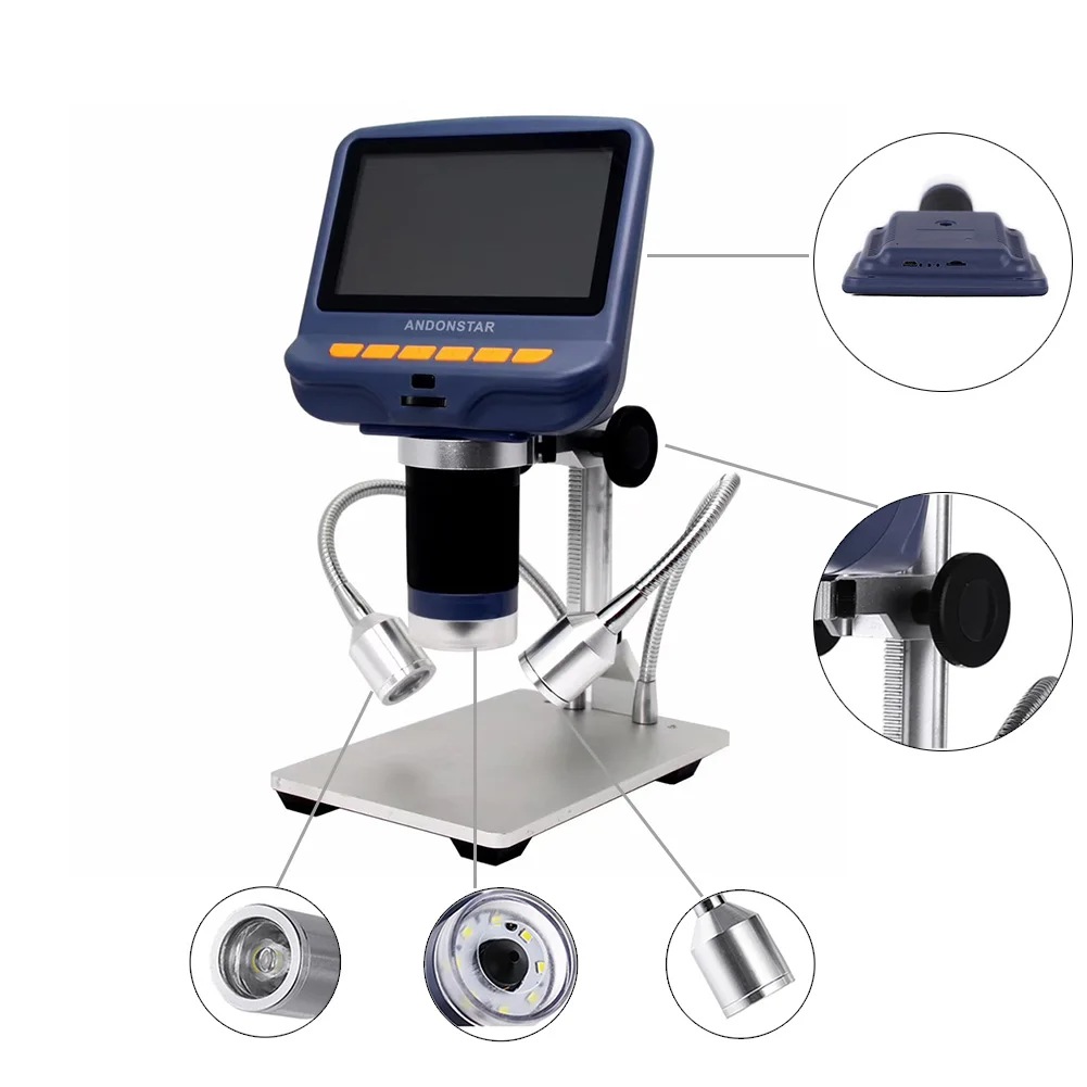 4,3 дюймовый ЖК-цифровой микроскоп Прочный USB Регулируемый легкий микроскоп HD светодиодный дисплей экран для ремонта телефона инструменты для пайки