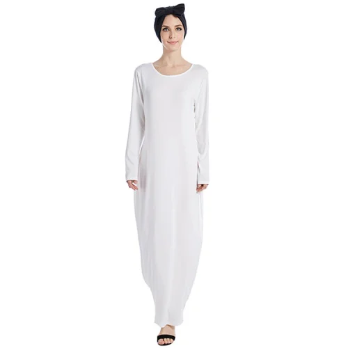 white Повседневное мусульманское длинное эластичное платье abaya, внутренние платья, кардиган, длинные халаты, Ближний Восток, Рамадан - Цвет: white