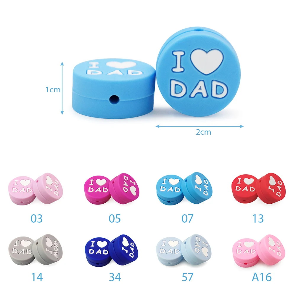 

2020new 3pc/lot Silicone Beads "I Love Mom" Round Teething Beads Food Grade Baby Teether DIY Pacifier Clip Chain Free Shiping