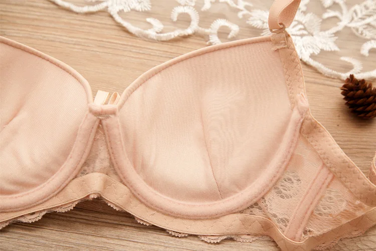 Sexy lace bra cups a low heart thin halter bra straps cross back female underwear