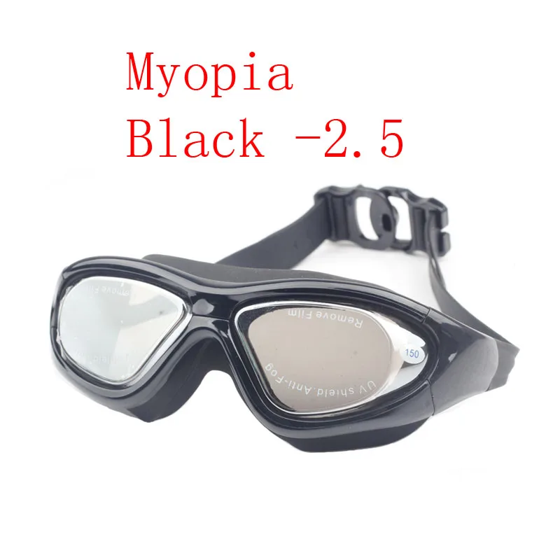 Black -2.5 Очки для плавания для взрослых, очки для близорукости, профессиональные, анти-туман, диоптрий, водонепроницаемые, для арены, для плавания, очки, natacion, оптические маски для дайвинга - Цвет: Black -2.5