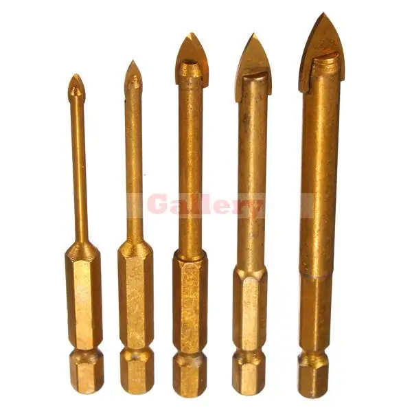 

2 Sets Lot 5pcs 3/4 6/8 10 Mm Hex Shank Glass Drill Bits for Ceramic Tile Marble Mirror 6 3 Sharpening Drill Bit Drill Bit Set