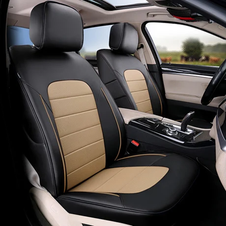 Black X Beige 7 Seat AutoDecorun чехлы из натуральной кожи сиденья для Toyota Prado автомобильные чехлы для сидений Custom Fit 5 и 7 комплектов 2010- Right Hands Drive - Название цвета: Black X Beige 7 Seat