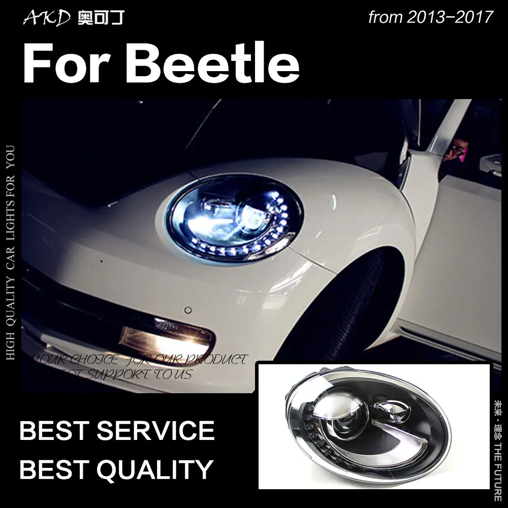 AKD автомобильный Стайлинг для VW Beetle фары 2013- Beetle светодиодный фары DRL HID фара ангел глаз биксеноновые фары аксессуары