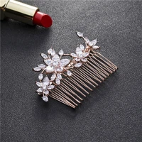 floralbride crystals rhinestones copper alloy wedding cz hair comb bridal cubic zirconia hair accessorie women jewelry