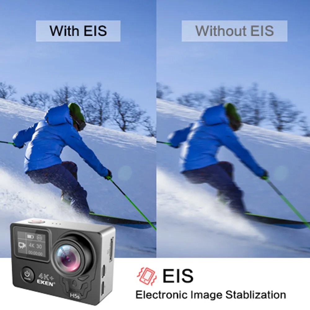 EKEN H5s Plus 4K + сенсорный экран камера Ambarella A12 чипсет стабилизация изображения Wi Fi
