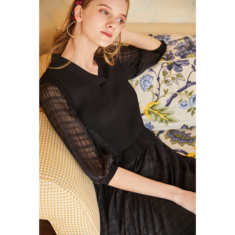 ARTKA 2018 летнее новое женское элегантное лоскутное платье из двух частей с v