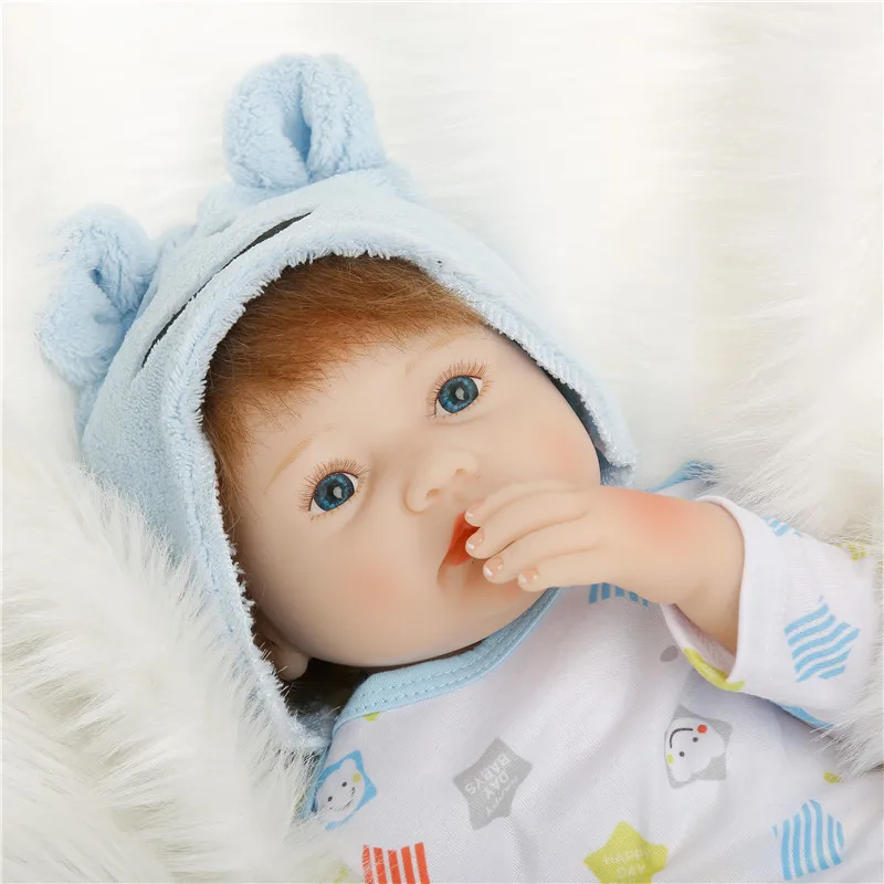 Силиконовая кукла SanyDoll baby reborn Реалистичная Кукла 22 дюйма 55 см милая синяя шапка