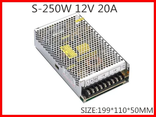 S 250 12 250W 12V 20A одиночный выходной импульсный источник питания для светодиодной