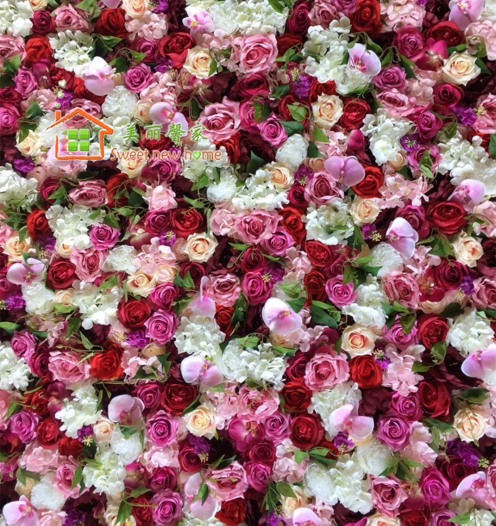 3D Artificial Flower Wall DIY Wedding Background New Hydrangeas Royal Rose Lawn Pillar Fake Plate Road Lead Home | Дом и сад