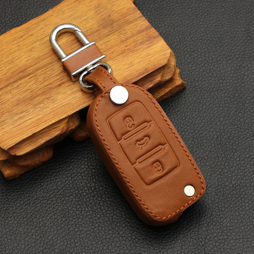 Кожаный чехол для автомобильного ключа с дистанционным управлением Volkswagen POLO Tiguan