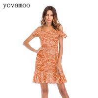 yovamoo 2018 summer womens chiffon spaghetti strap dress fashion strapless ruffles floral print dresses
