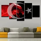 Холст, Современный художественный постер, картина для спальни, каркас, 5 шт., флаг Турции, гостиная, настенная живопись, домашний декор, модульный