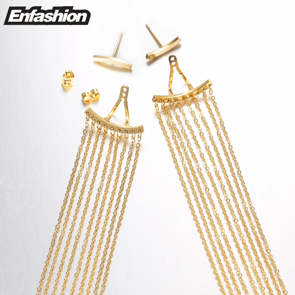 Женские длинные серьги Enfashion подвески золотистого цвета с кисточками модные