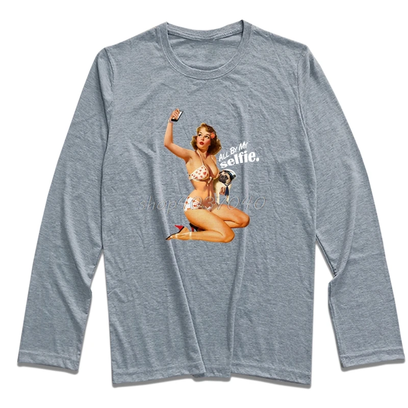 Модная Мужская хлопковая футболка с длинным рукавом пикантная Винтажная