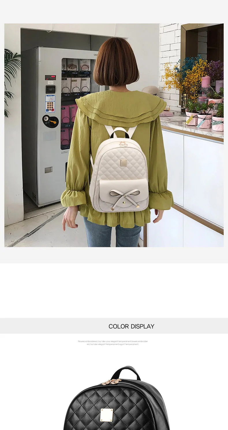 SWDF Women's Backpack Fashion Black PU Leather Backpack Women's Shoulder Bag Small Backpack Girls' Bags Mother and Daughter Bags