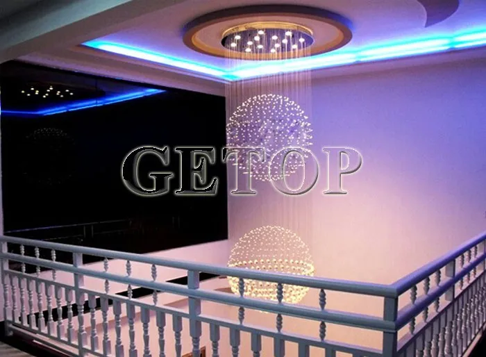 Best Price Modern LED Spherical K9 Crystal Lamp Duplex Stairs Luxury Villa Round Ball Pendant Lights Project | Освещение