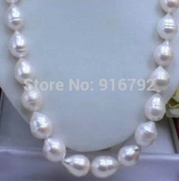 hot sell noble wholesalehuge beautiful 13 15mm real south sea white pearl necklace 18 inches aa a good