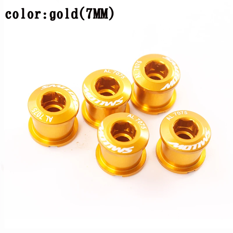 5pcs gold(7MM) 5 шт., винты для велосипедной цепи MTB, велосипедный велосипед M8, болты из сплава, одинарные/двойные зубные пластины, шурупы для ногтей, супер светильник, шатун, винт - Цвет: 5pcs gold(7MM)