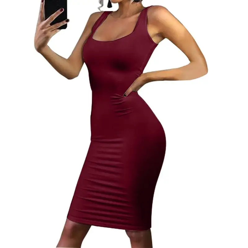 2018 Summer Women Tank Top Dress Female Pencil Sexy Sleeveless Vest Sheath Bodycon Party WS5143A | Женская одежда