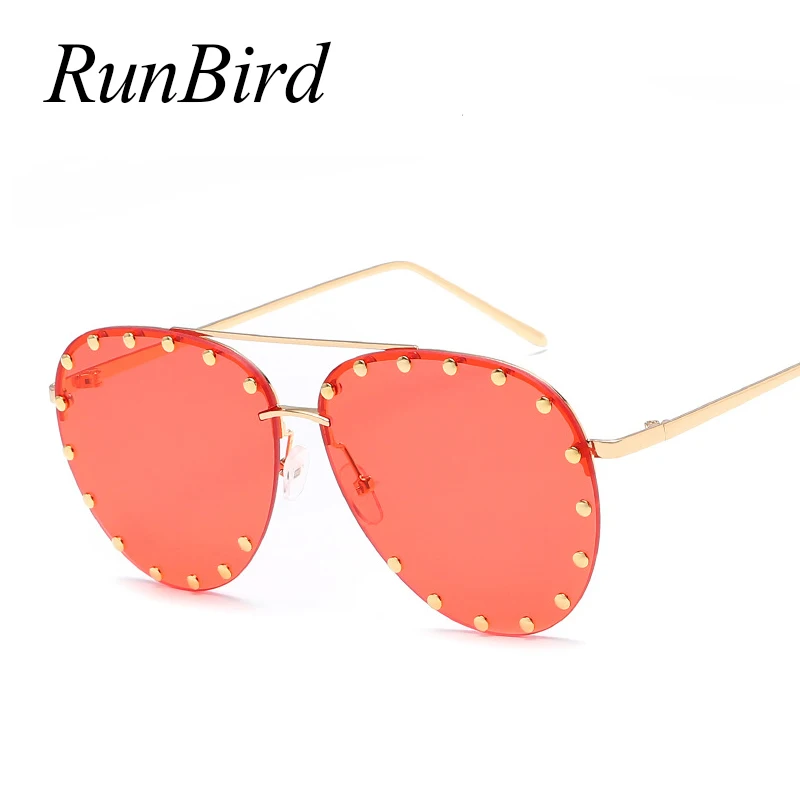Солнцезащитные очки RunBird с заклепками и красными линзами для мужчин женщин
