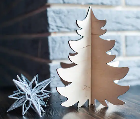 Деревянная Рождественская елка из фанеры натурального цвета украшение для