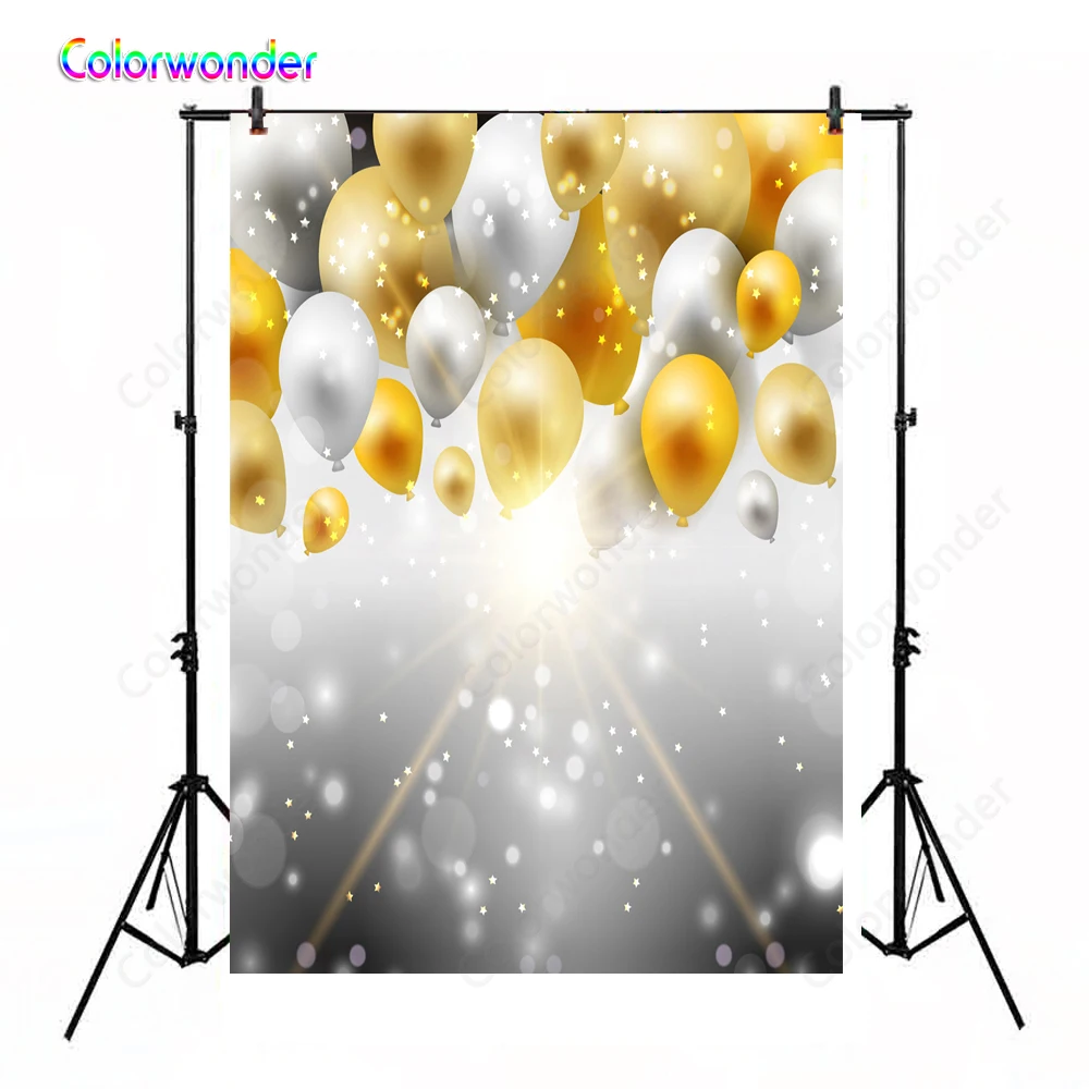 Фотофон Colorwonder с серыми белыми звездами золотистые и Серебристые шары 5x7 |