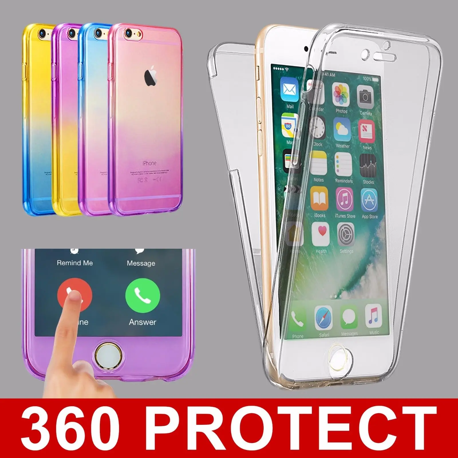 Мягкий чехол для X Iphone 6 6s 7 8 Plus противоударный 360 Полный протектор Передняя Задняя