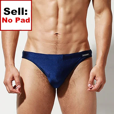No Pad Dark Blue Пуш-ап Pad плавательные мужские трусы Сексуальная Гей одежда для плавания Бикини плавки Мужской купальный костюм Танга купальный костюм шорты Desmiit zwembroek - Цвет: No Pad Dark Blue