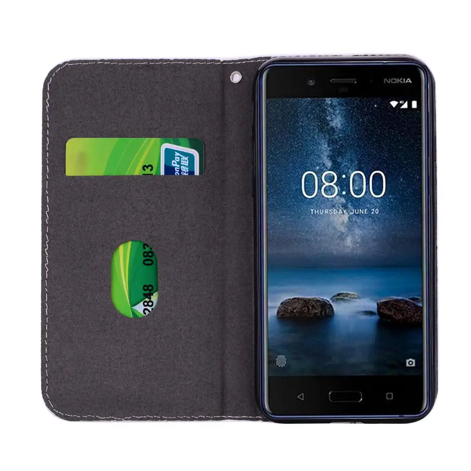 Блестящий чехол-кошелек из искусственной кожи с откидной крышкой для Nokia 5 6 2018 7 Plus