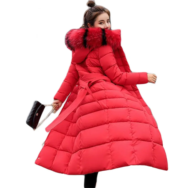 Coat Jacket long Fashion Winter Women Thick Down Parka female Slim Fur Collar Warm Cotton For Woman A050 | Женская одежда
