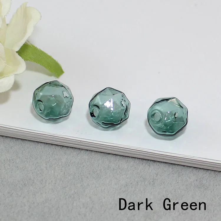 Dark Green 2 шт. 14 мм Мини Красочный многоугольник стеклянный шар бутылка с двойным отверстием Подвеска Серьги болтаются для художественных ремесел ювелирных изделий - Окраска металла: Dark Green